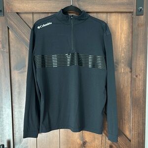 Columbia Golf Black Long Sleeve Quarter Zip with High Neck and Horizontal Stripe